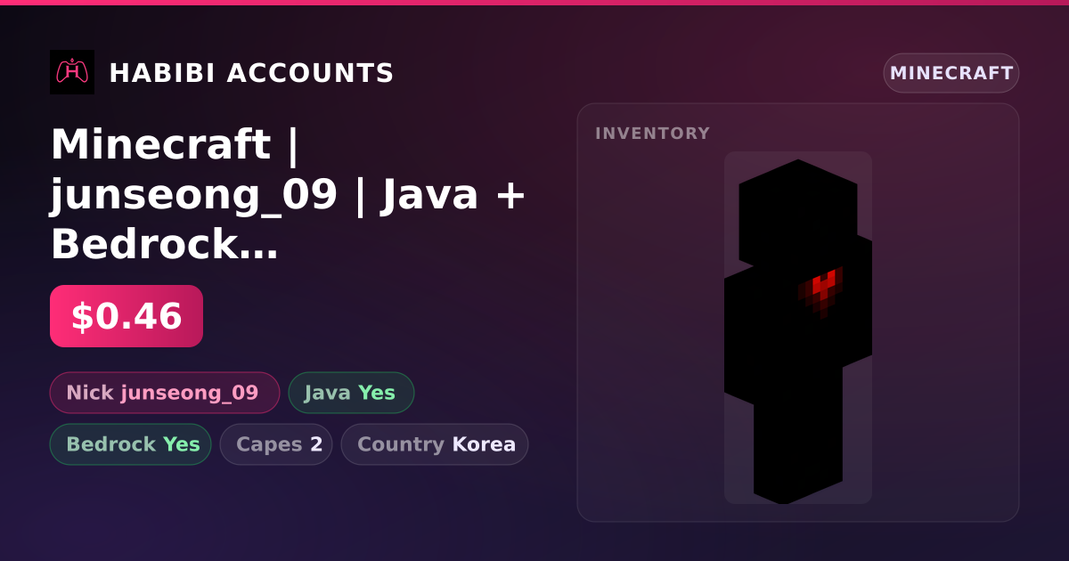 Minecraft | junseong_09 | Java + Bedrock | 2 Capes — HabibiAccounts