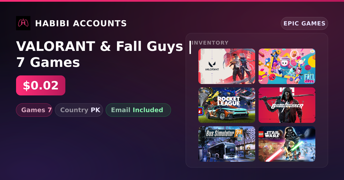 VALORANT & Fall Guys | 7 Games — HabibiAccounts