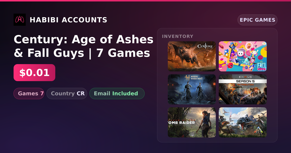 Century: Age of Ashes & Fall Guys | 7 Games — HabibiAccounts