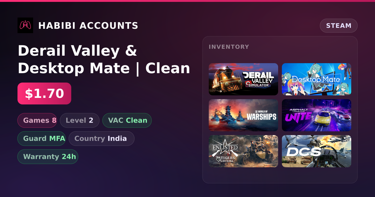 Derail Valley & Desktop Mate | Clean — HabibiAccounts