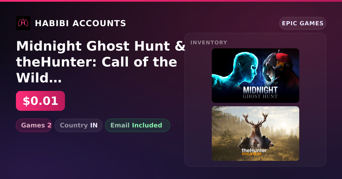 Midnight Ghost Hunt & theHunter: Call of the Wild | 2 Games — HabibiAccounts