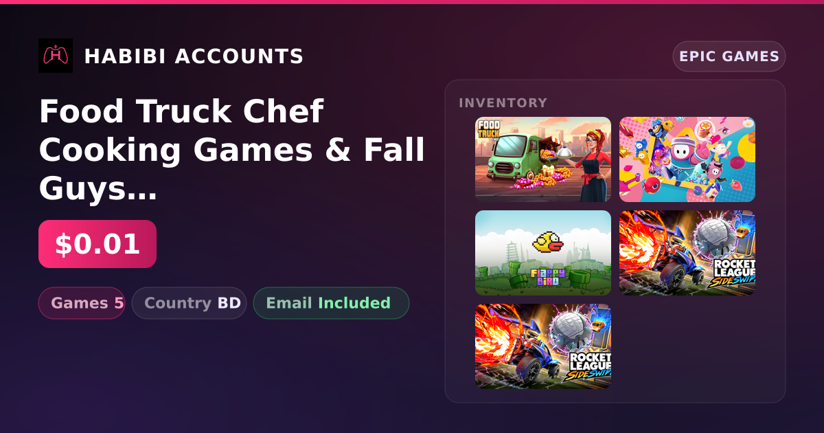 Food Truck Chef Cooking Games & Fall Guys | 5 Games — HabibiAccounts