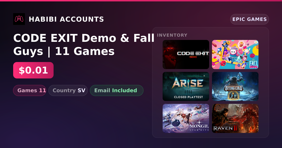 CODE EXIT Demo & Fall Guys | 11 Games — HabibiAccounts