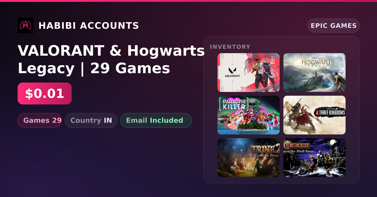 VALORANT & Hogwarts Legacy | 29 Games — HabibiAccounts