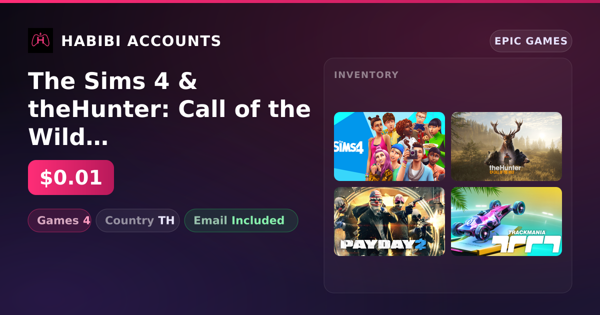 The Sims 4 & theHunter: Call of the Wild | 4 Games — HabibiAccounts