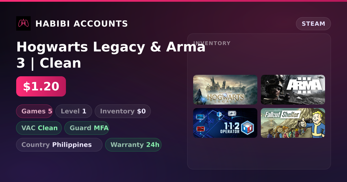 Hogwarts Legacy & Arma 3 | Clean — HabibiAccounts