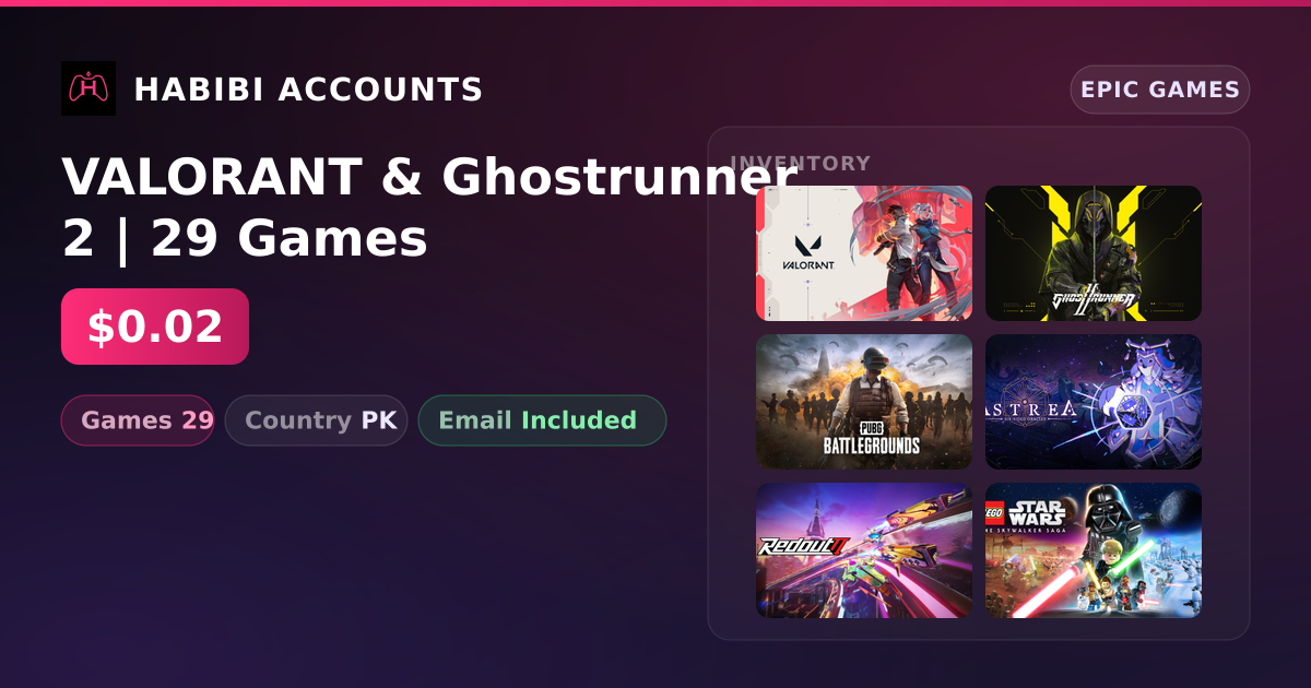 VALORANT & Ghostrunner 2 | 29 Games — HabibiAccounts