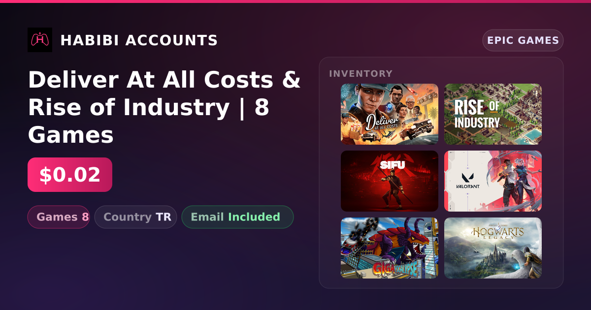 Deliver At All Costs & Rise of Industry | 8 Games — HabibiAccounts