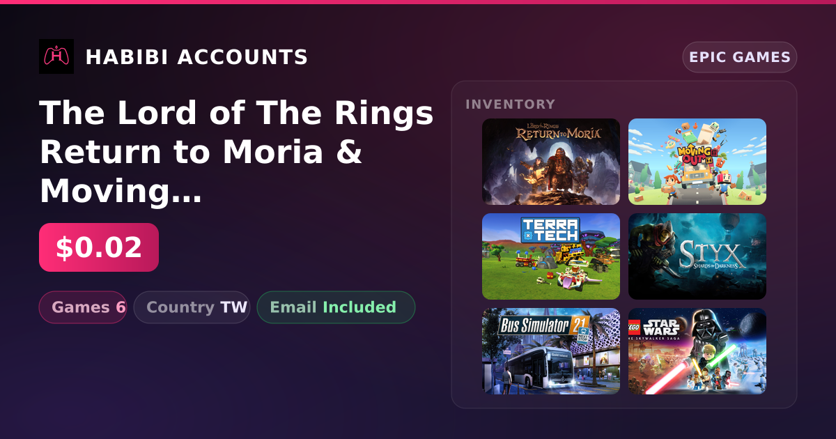 The Lord of The Rings Return to Moria & Moving Out | 6 Games — HabibiAccounts