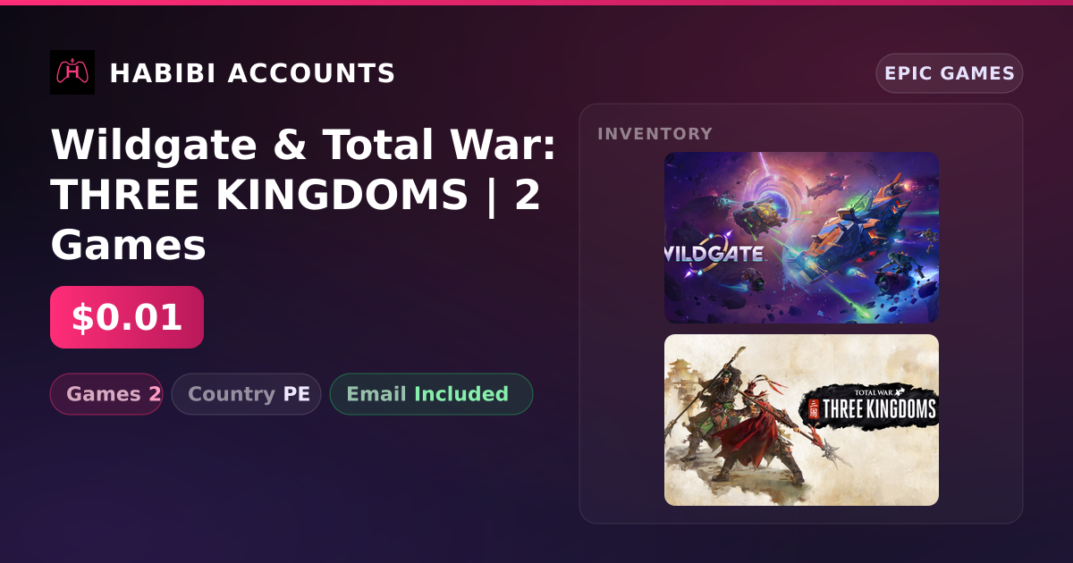 Wildgate & Total War: THREE KINGDOMS | 2 Games — HabibiAccounts