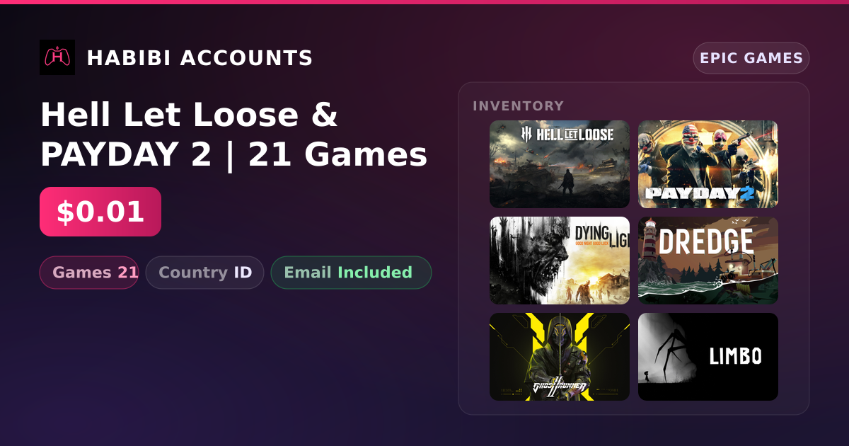 Hell Let Loose & PAYDAY 2 | 21 Games — HabibiAccounts