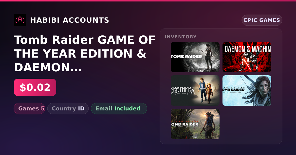 Tomb Raider GAME OF THE YEAR EDITION & DAEMON X MACHINA | 5 Games — HabibiAccounts