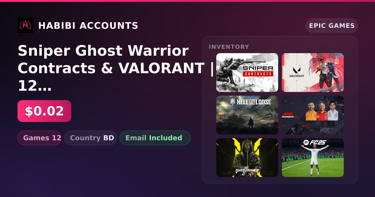 Sniper Ghost Warrior Contracts & VALORANT | 12 Games — HabibiAccounts