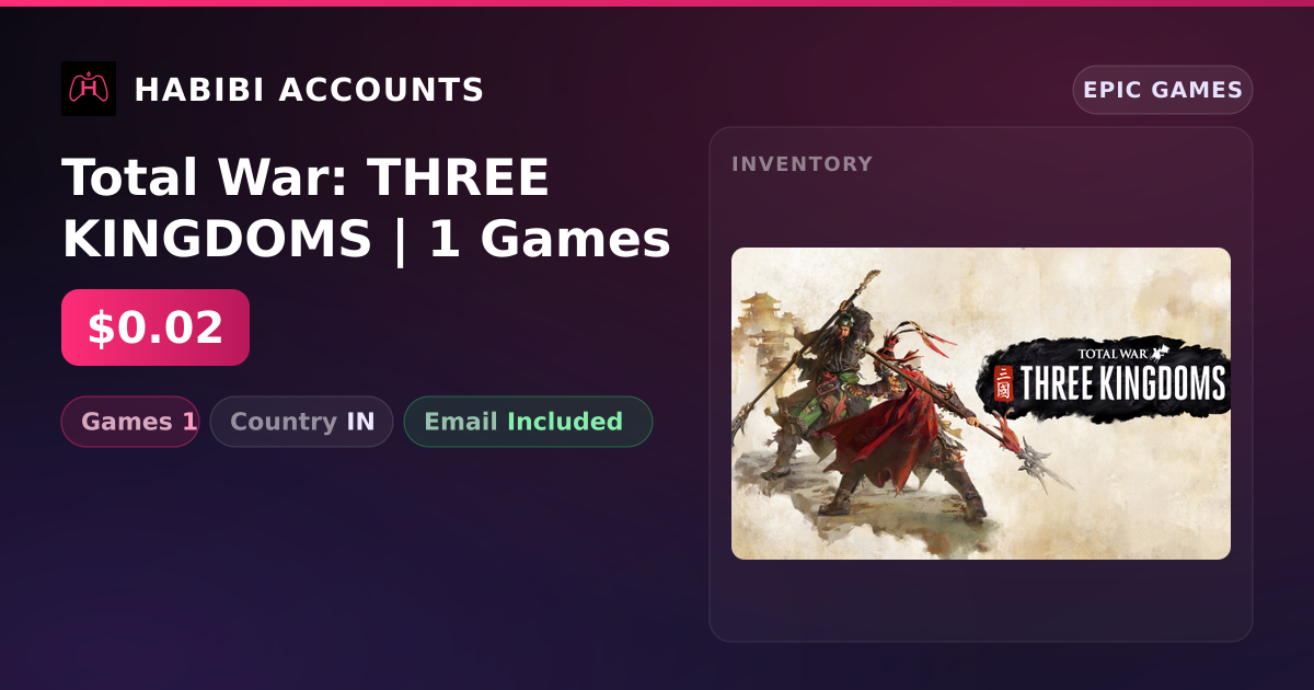 Total War: THREE KINGDOMS | 1 Games — HabibiAccounts