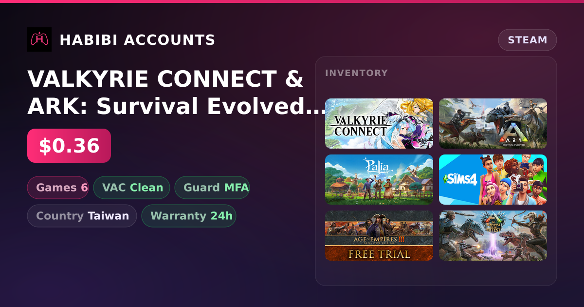 VALKYRIE CONNECT & ARK: Survival Evolved | Clean — HabibiAccounts