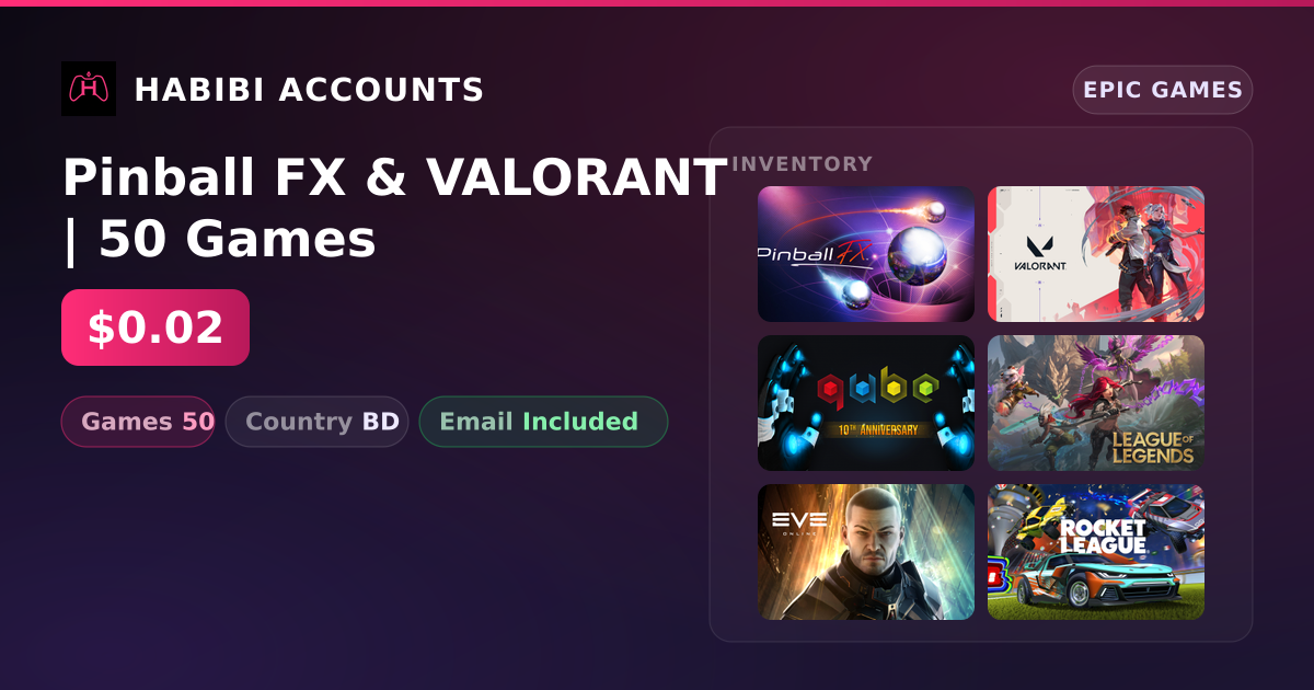 Pinball FX & VALORANT | 50 Games — HabibiAccounts