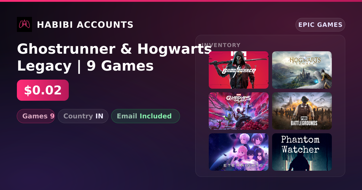 Ghostrunner & Hogwarts Legacy | 9 Games — HabibiAccounts