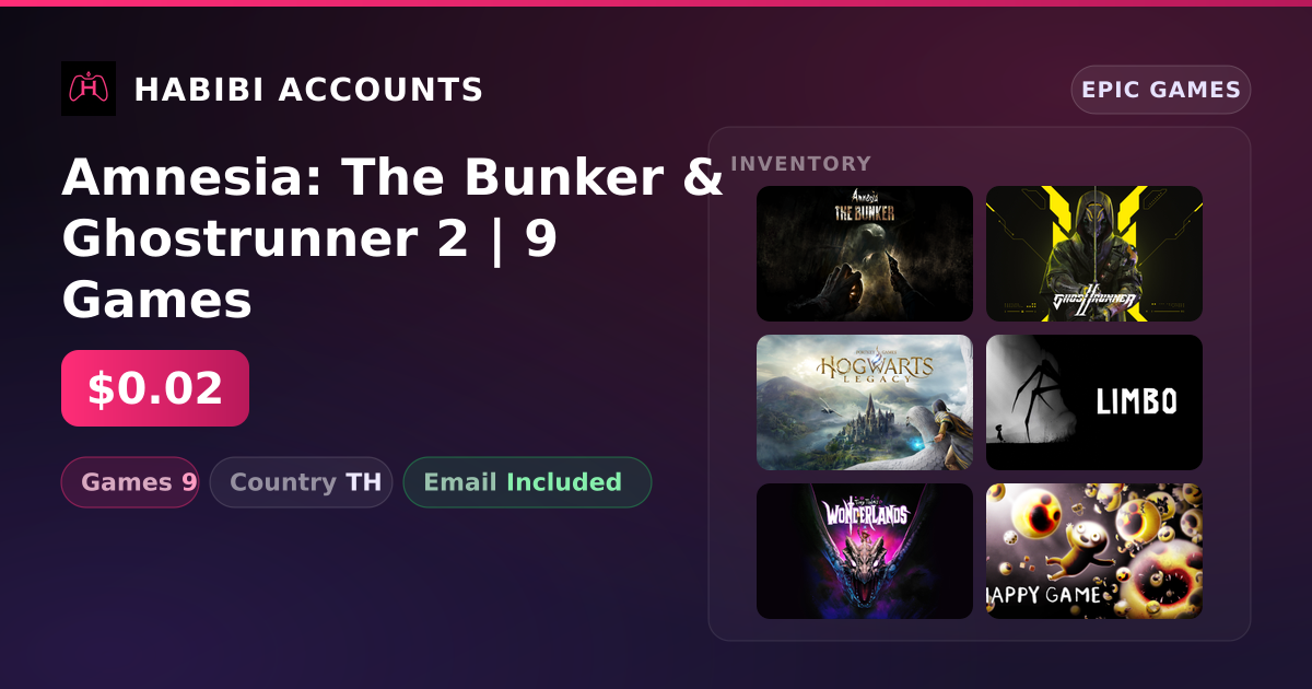 Amnesia: The Bunker & Ghostrunner 2 | 9 Games — HabibiAccounts