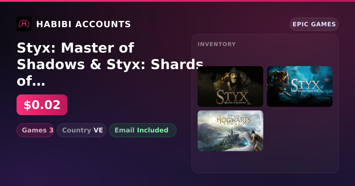 Styx: Master of Shadows & Styx: Shards of Darkness - Deluxe Edition | 3 Games — HabibiAccounts