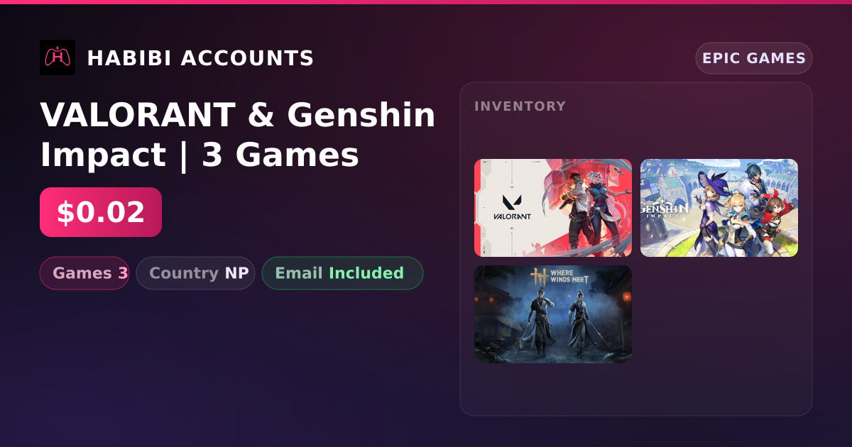 VALORANT & Genshin Impact | 3 Games — HabibiAccounts