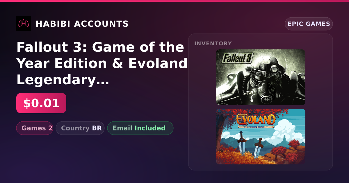 Fallout 3: Game of the Year Edition & Evoland Legendary Edition | 2 Games — HabibiAccounts