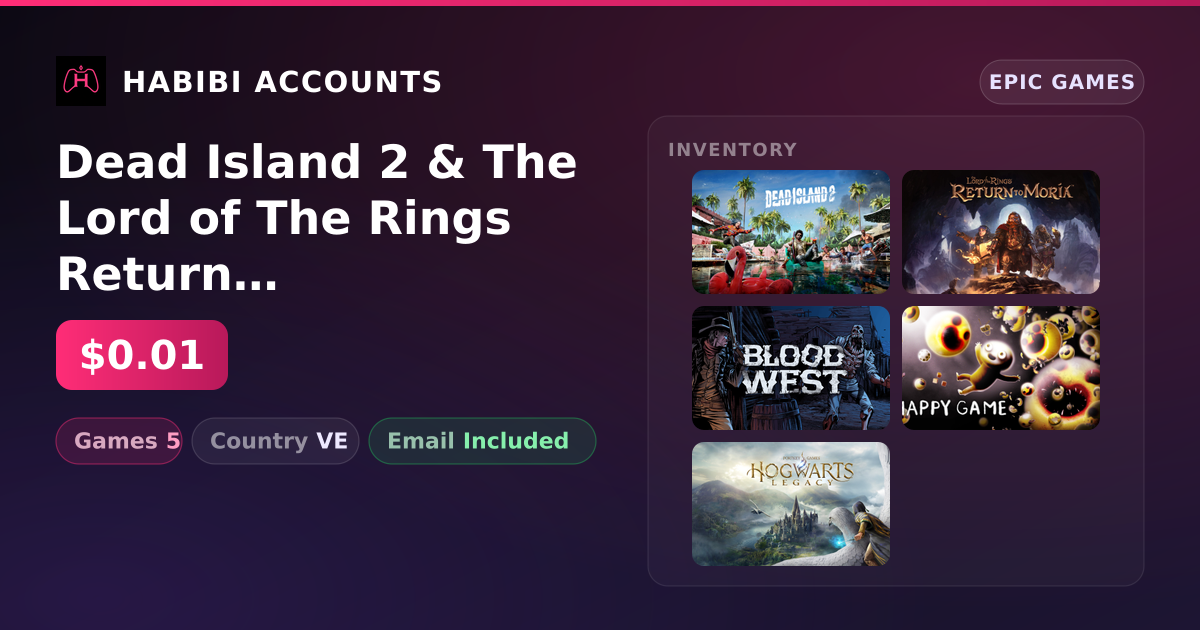 Dead Island 2 & The Lord of The Rings Return to Moria | 5 Games — HabibiAccounts