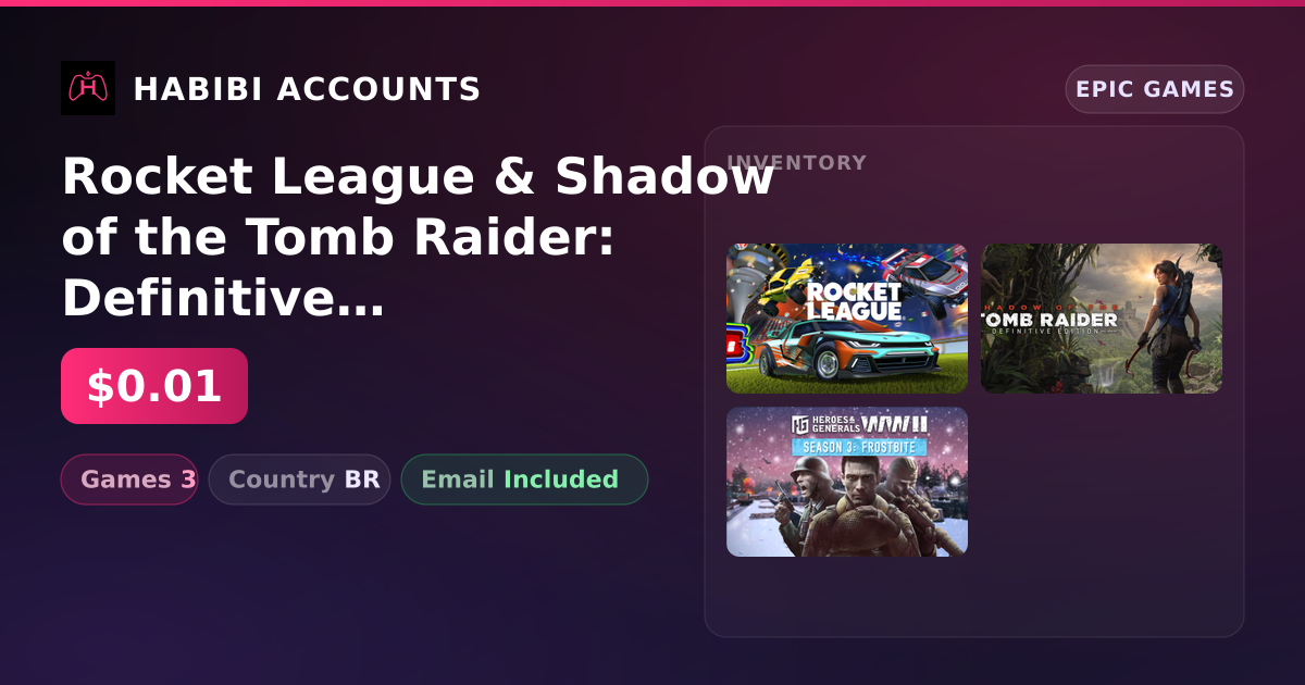 Rocket League & Shadow of the Tomb Raider: Definitive Edition | 3 Games — HabibiAccounts