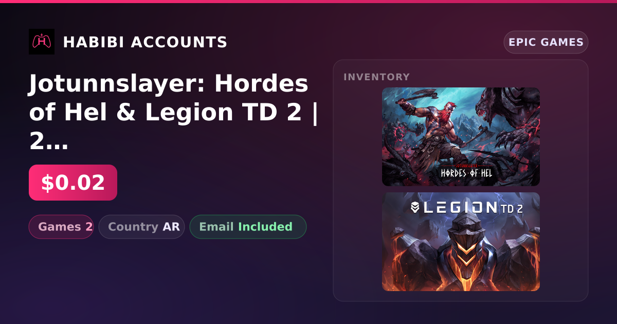Jotunnslayer: Hordes of Hel & Legion TD 2 | 2 Games — HabibiAccounts