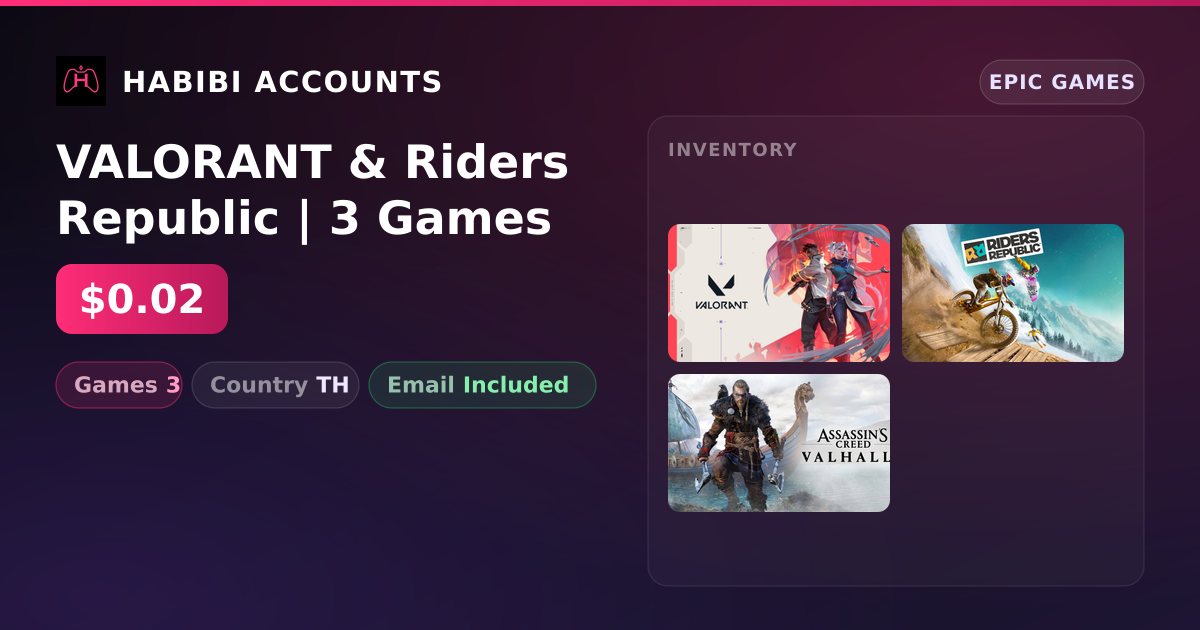 VALORANT & Riders Republic | 3 Games — HabibiAccounts