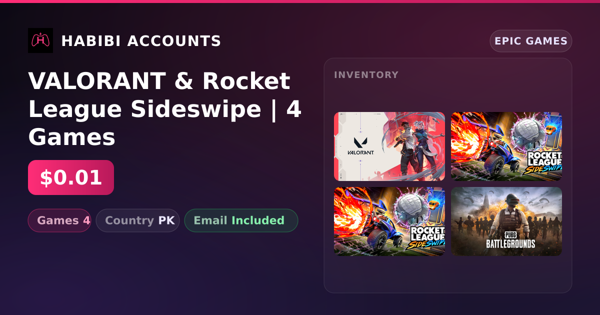 VALORANT & Rocket League Sideswipe | 4 Games — HabibiAccounts