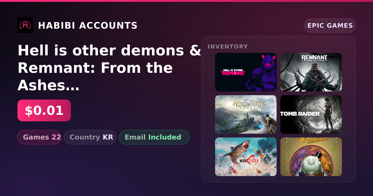 Hell is other demons & Remnant: From the Ashes | 22 Games — HabibiAccounts