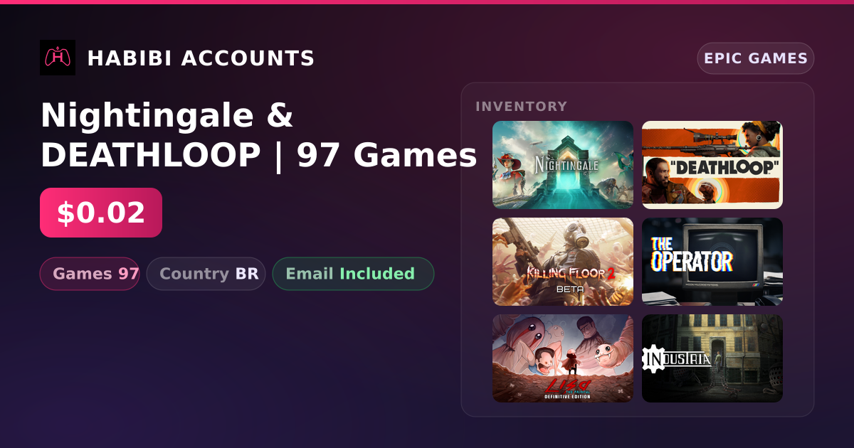 Nightingale & DEATHLOOP | 97 Games — HabibiAccounts