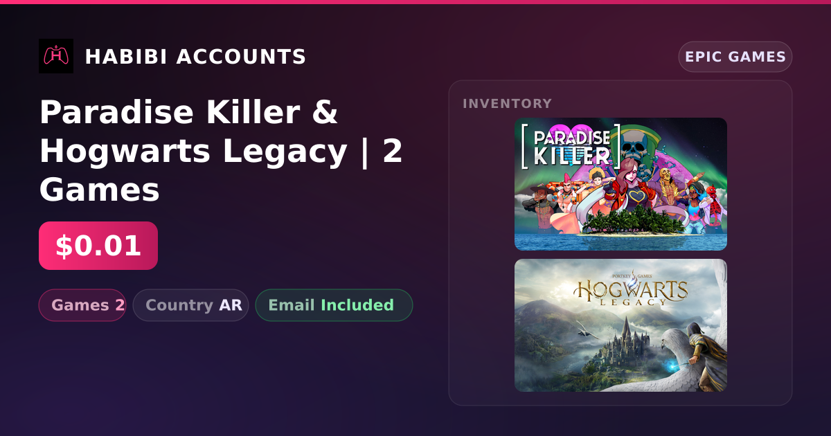 Paradise Killer & Hogwarts Legacy | 2 Games — HabibiAccounts