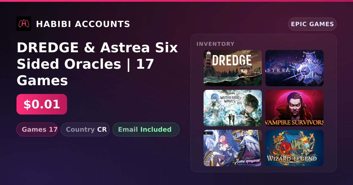 DREDGE & Astrea Six Sided Oracles | 17 Games — HabibiAccounts
