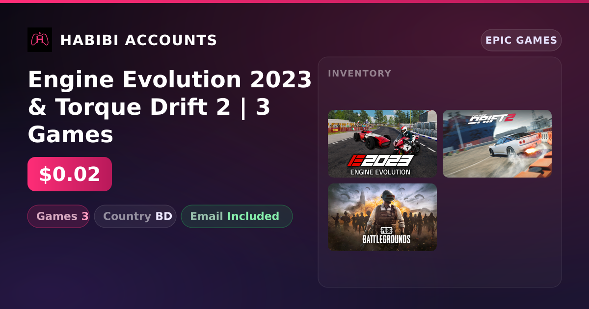 Engine Evolution 2023 & Torque Drift 2 | 3 Games — HabibiAccounts