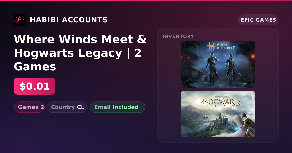 Where Winds Meet & Hogwarts Legacy | 2 Games — HabibiAccounts