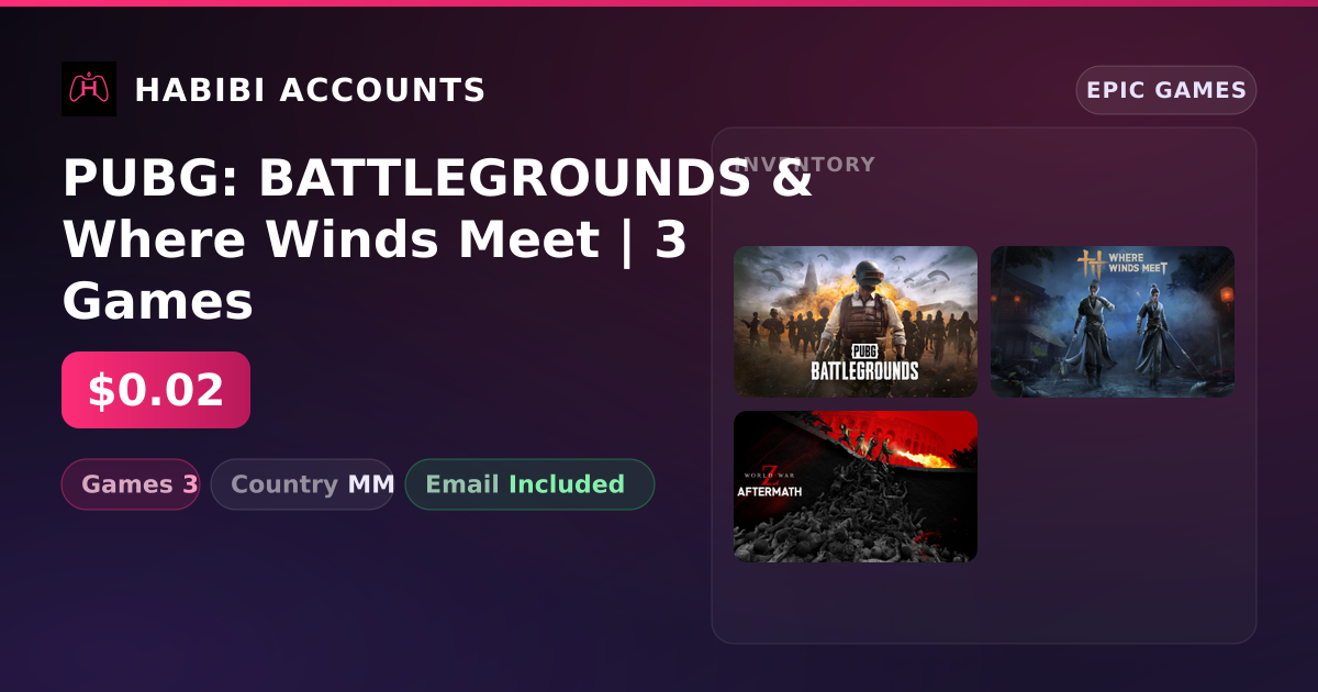 PUBG: BATTLEGROUNDS & Where Winds Meet | 3 Games — HabibiAccounts
