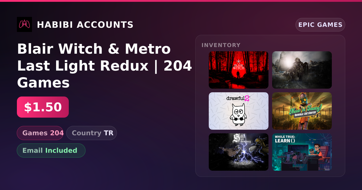 Blair Witch & Metro Last Light Redux | 204 Games — HabibiAccounts