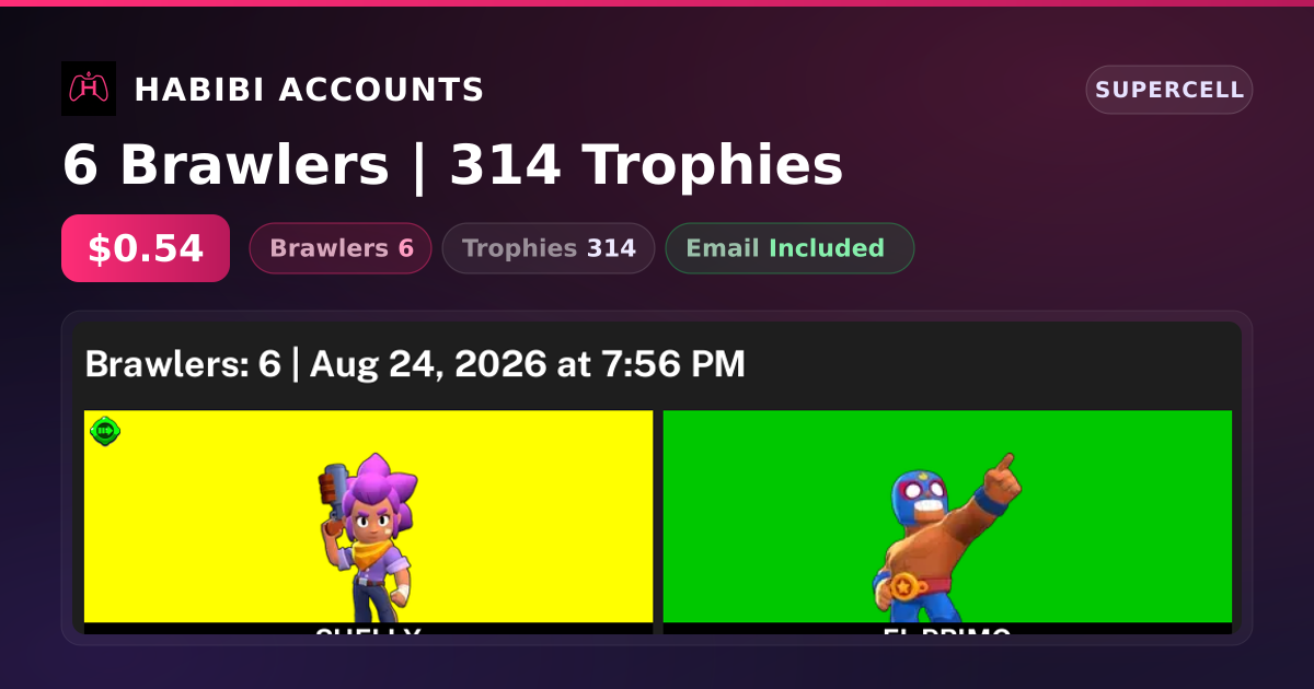 6 Brawlers | 314 Trophies — HabibiAccounts