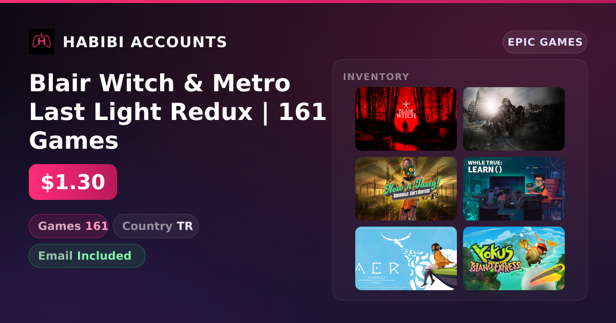 Blair Witch & Metro Last Light Redux | 161 Games — HabibiAccounts