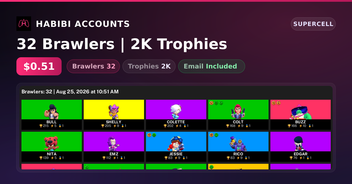 32 Brawlers | 2K Trophies — HabibiAccounts