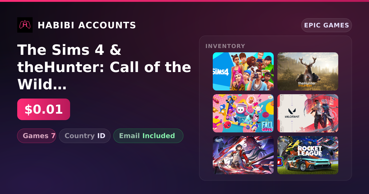 The Sims 4 & theHunter: Call of the Wild | 7 Games — HabibiAccounts