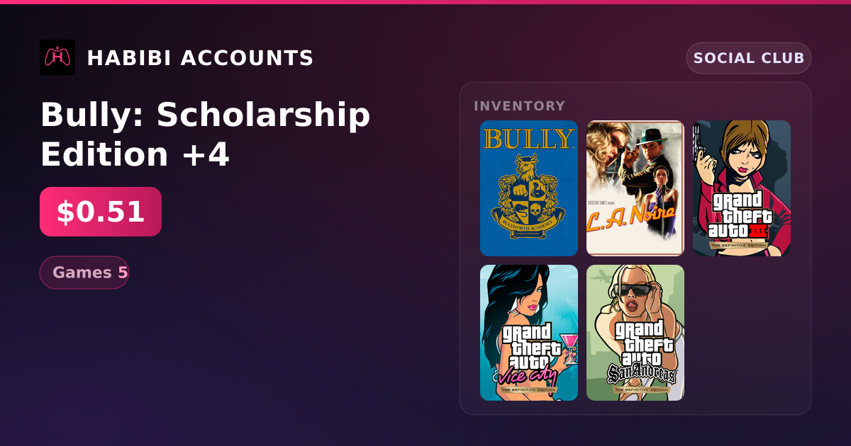 Bully: Scholarship Edition +4 — HabibiAccounts