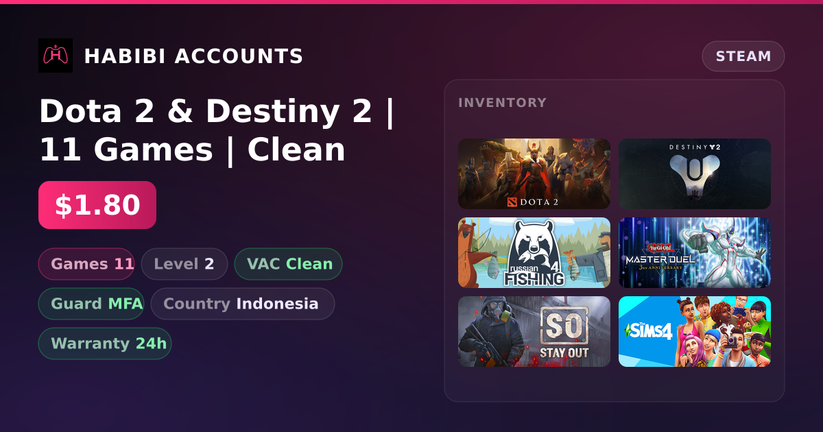 Dota 2 & Destiny 2 | 11 Games | Clean