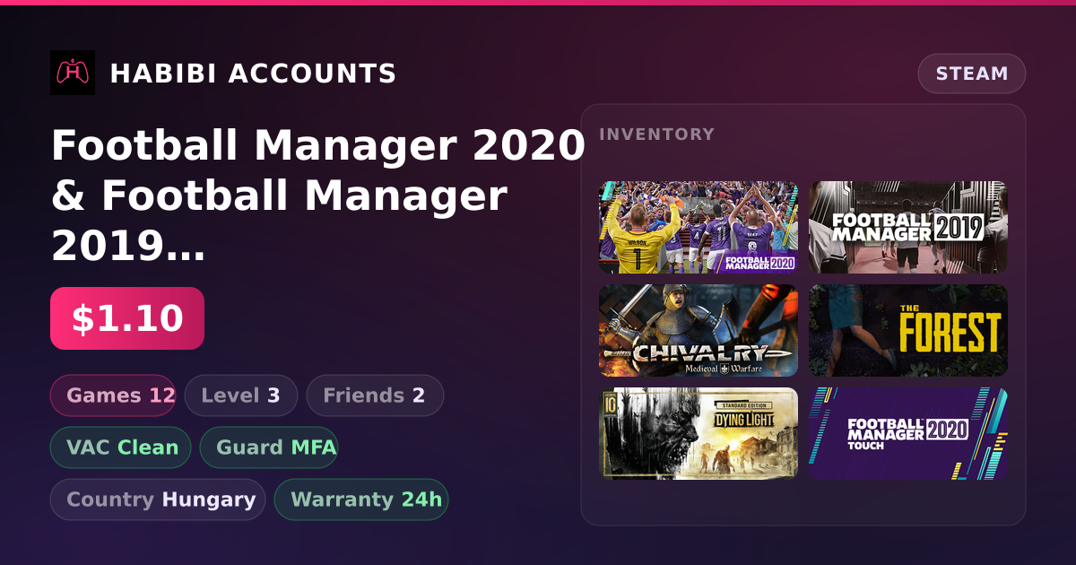 Football Manager 2020 & Football Manager 2019 | 12 Games | Clean — HabibiAccounts