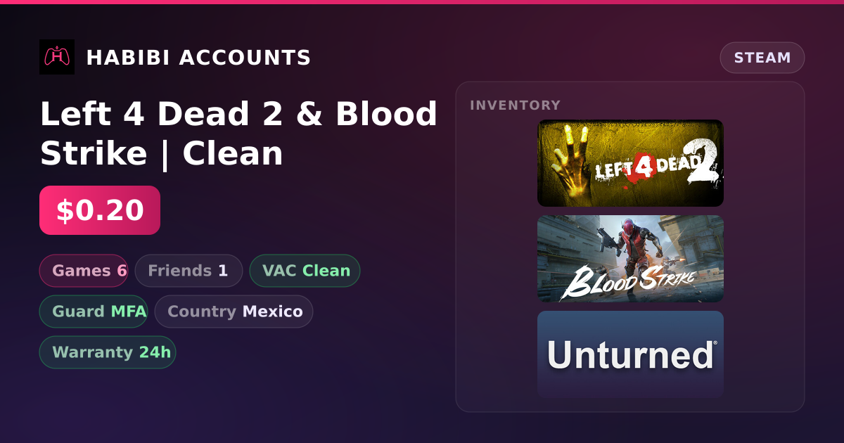 Left 4 Dead 2 & Blood Strike | Clean — HabibiAccounts
