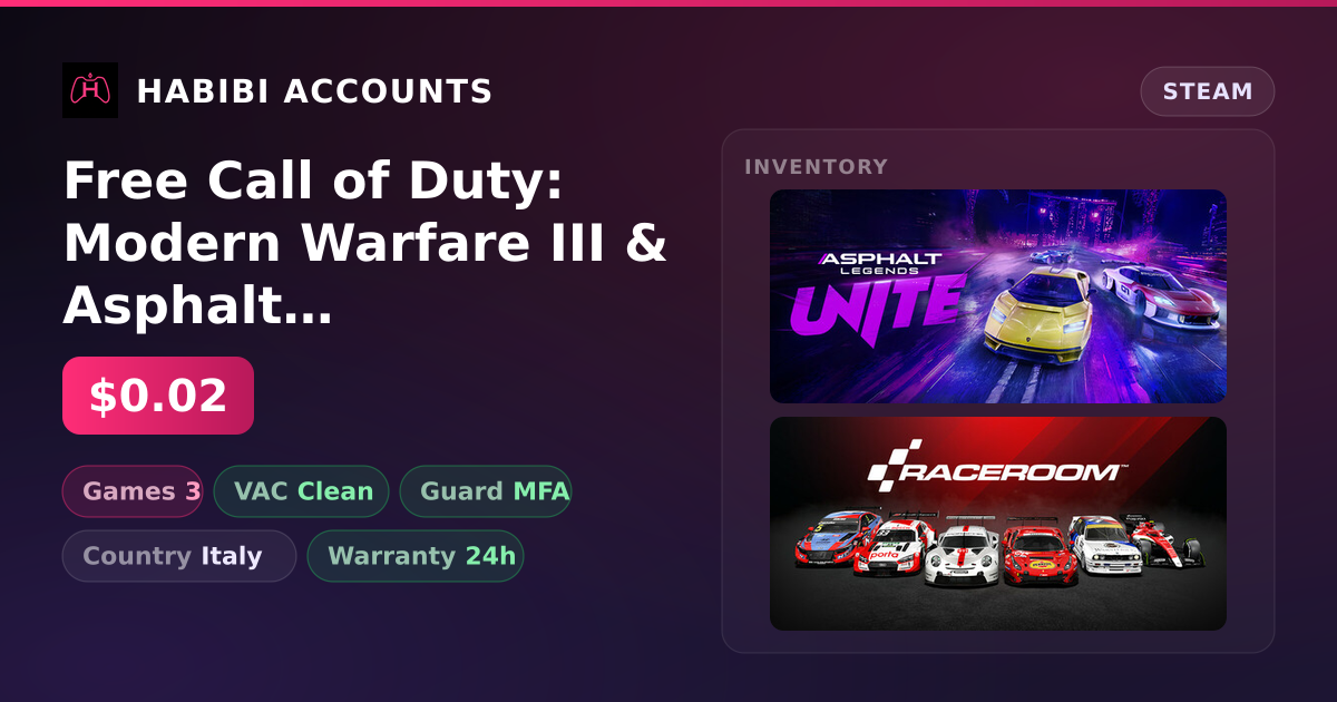 Free Call of Duty: Modern Warfare III & Asphalt Legends Unite — HabibiAccounts
