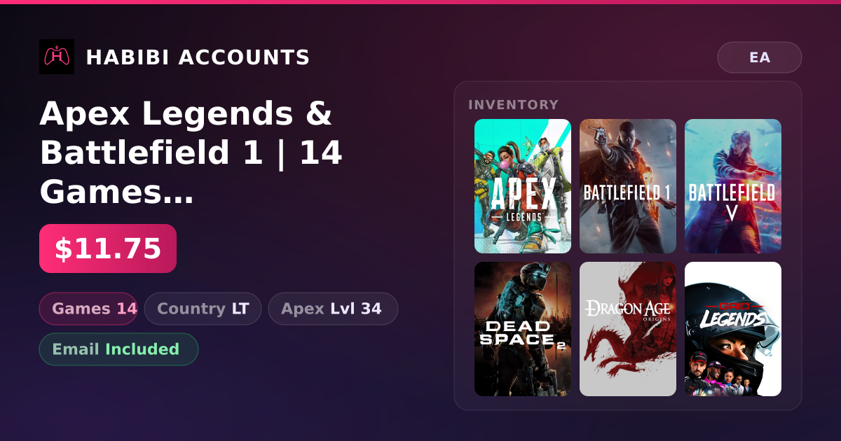 Apex Legends & Battlefield 1 | 14 Games | Apex Lvl 34