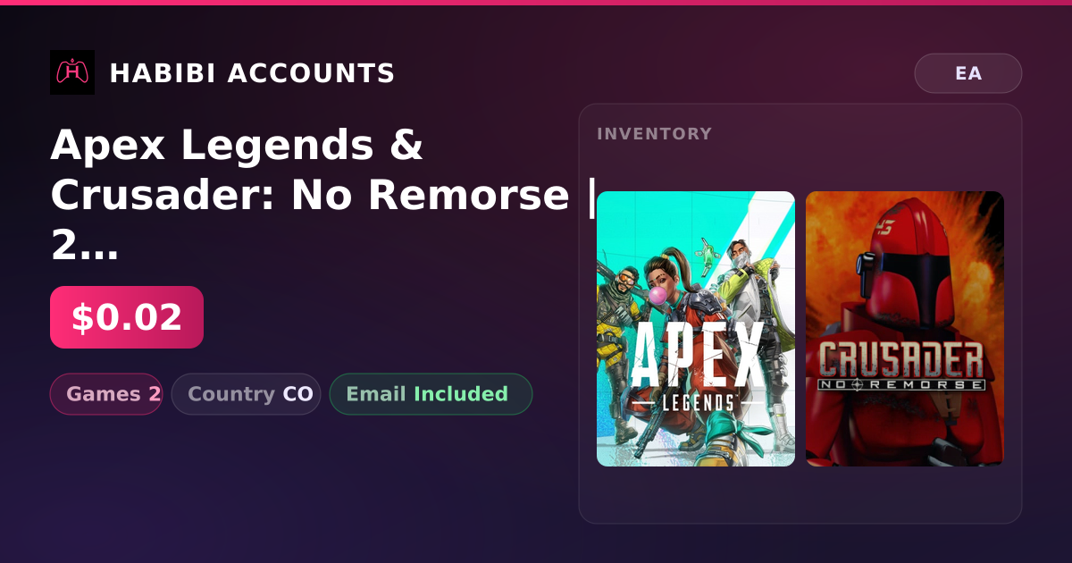 Apex Legends & Crusader: No Remorse | 2 Games — HabibiAccounts