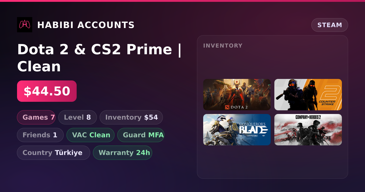 Dota 2 & CS2 Prime | Clean
